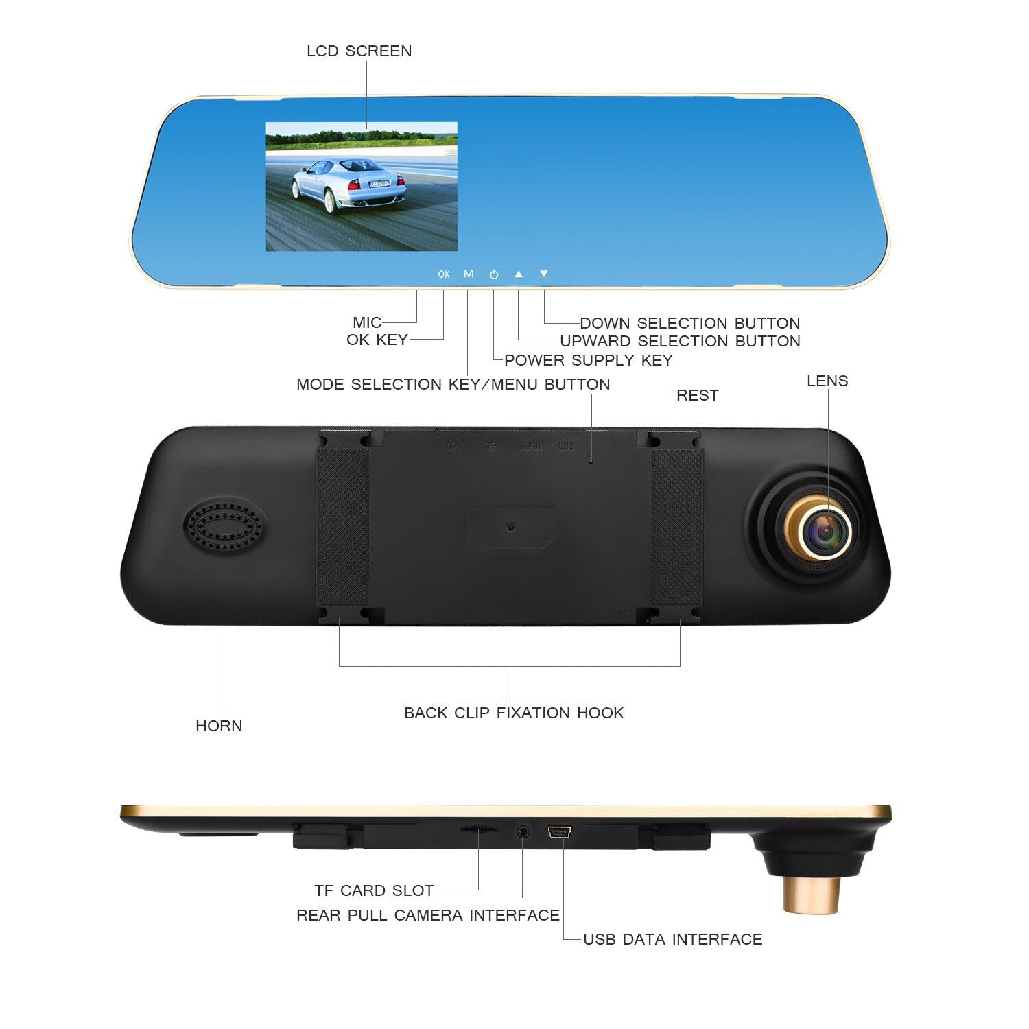 1080P HD Car Dash Camera Dual Cam Vehicle Front