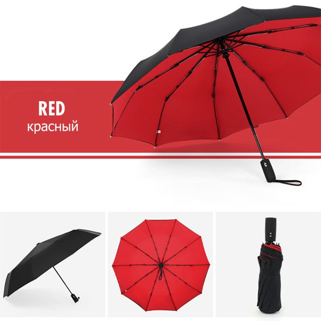 Windproof Automatic Double Umbrella Rain Women 3Fold Female Male 10 Bone Car Luxury Large Business Umbrellas Men Gift Parasol