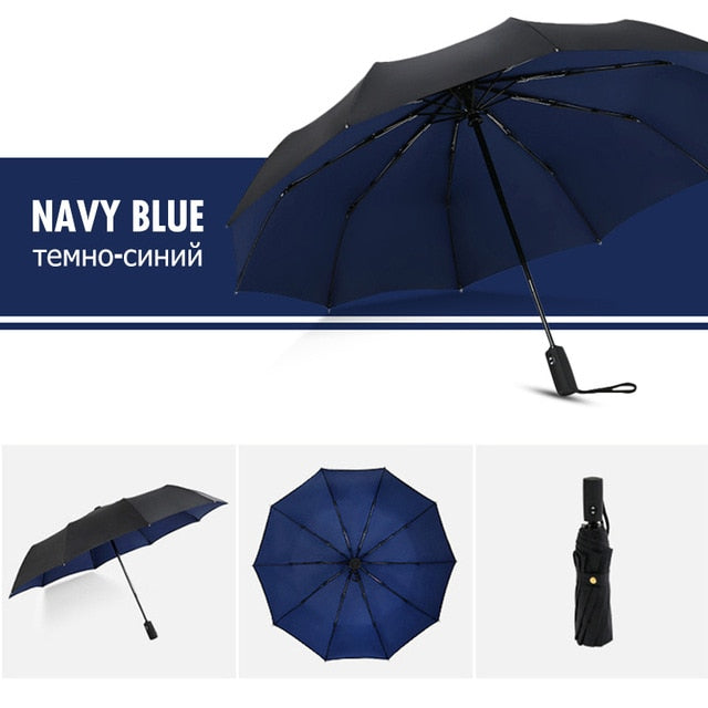 Windproof Automatic Double Umbrella Rain Women 3Fold Female Male 10 Bone Car Luxury Large Business Umbrellas Men Gift Parasol