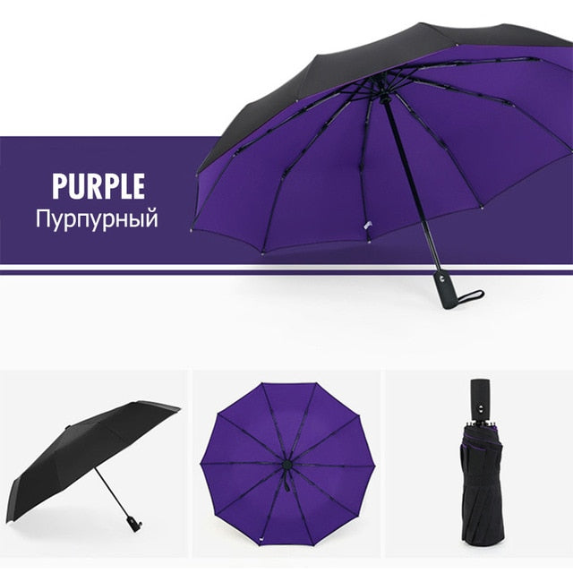 Windproof Automatic Double Umbrella Rain Women 3Fold Female Male 10 Bone Car Luxury Large Business Umbrellas Men Gift Parasol