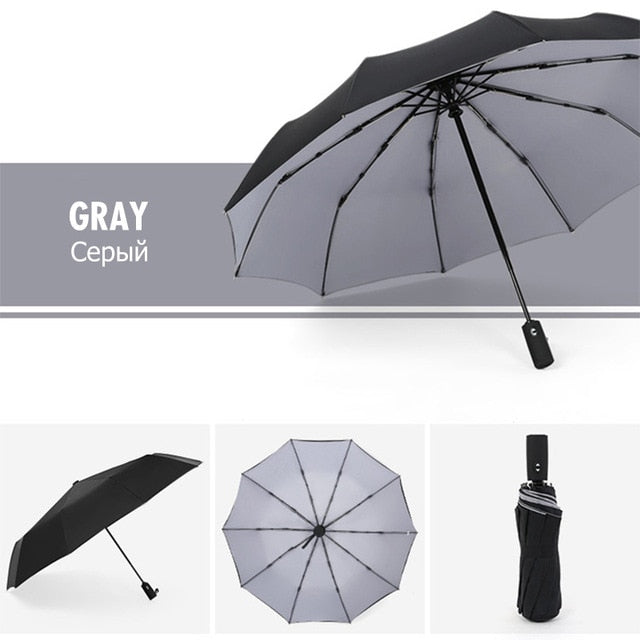 Windproof Automatic Double Umbrella Rain Women 3Fold Female Male 10 Bone Car Luxury Large Business Umbrellas Men Gift Parasol